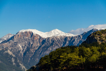 Summit Snowy Mountains and forest in Turkey