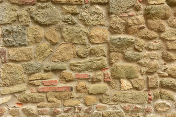 Old stone wall. Brick background. Work at the construction site.