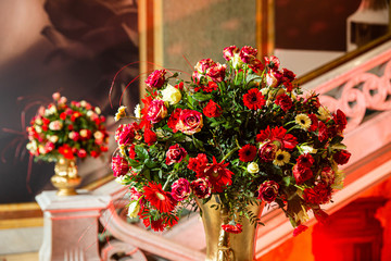 Beautiful bouquet gerberas and roses