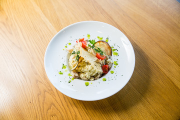 risotto with cheese, mushrooms and spices