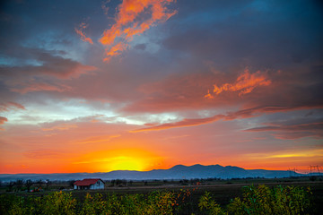 Fantastic clouds at the sunset