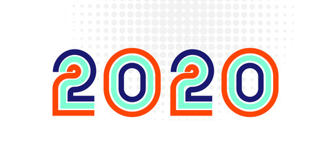 Vector design Happy new year 2020 banner with trend colors