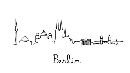 One line style Berlin City skyline. Simple modern minimaistic style vector. © burak