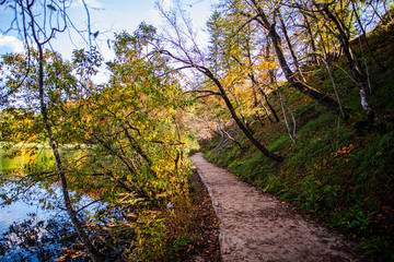 Fototapeta na wymiar Autumn landscape in Plitvice Jezera Park, Croatia