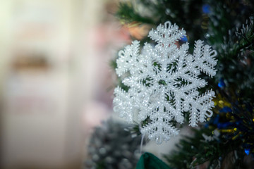 Close-up of a Christmas tree decorated.