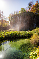 Autumn waterfall landscape