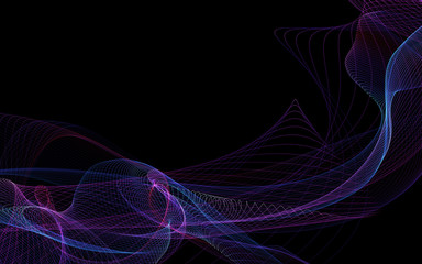Dark abstract background with a glowing abstract waves