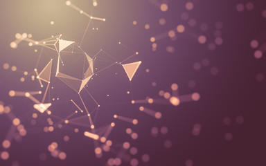 Abstract background. Molecules technology with polygonal shapes, connecting dots and lines....