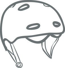 Helmet. Head protection. Element for extreme sports. Winter activity element. Black and white vector isolated on white background.