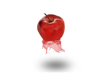  Red apple fruit  with effect and white background