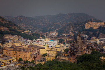 Fototapeta na wymiar View from Amer in Jaipur, Rajhastan region in India.