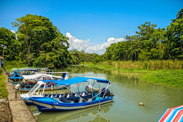 Fototapeta na wymiar Tortuguero, Costa Rica »; Spring 2017: Boats at the Embarcadero in Puerto Limon to go to Tortuguero