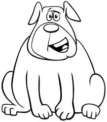 cartoon overweight dog character coloring book page