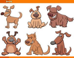 dogs and puppies cartoon animal characters set