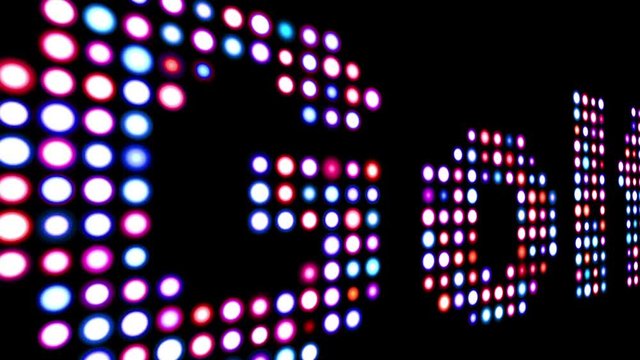 Golf colorful led text over black