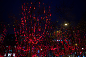 Famous Parisian Champs-Elysees in the Christmas light