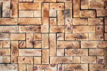 Wooden block design on a wall.