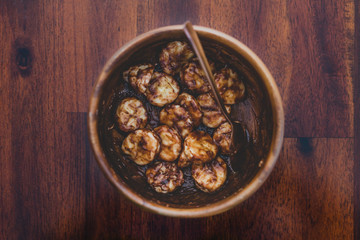 banana coins with dark chocolate coating