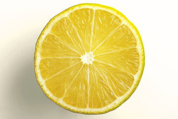 Juicy slice of lemon isolated on white, with clipping path