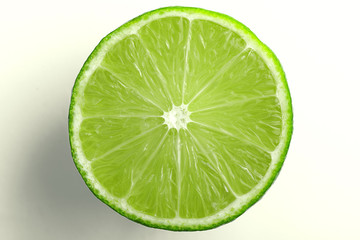 Juicy slice of lime isolated on white, with clipping path