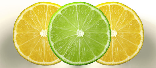 Fototapeta premium Juicy slice of lime isolated on white, with clipping path