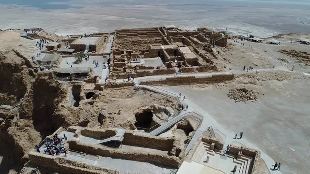 Aerial view of Masada, in Judea desert, Israel.
