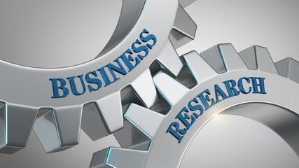 Business research concept. Words business research written on gear wheels.