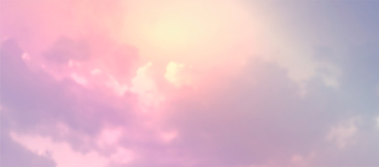 Bright Blue Sky Background. Realistic Vector Beautiful Clouds