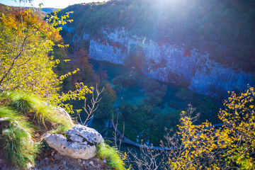 Fototapeta na wymiar Autumn landscape in Plitvice Jezera, Croatia