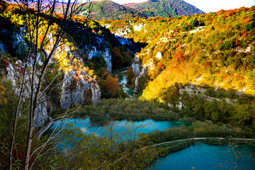 Autumn landscape in Plitvice Jezera, Croatia