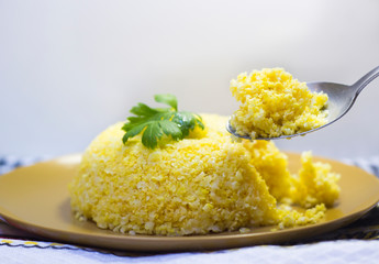 Cuscuz - Traditional dish from northeastern Brazil. Cuscuz can be made from flour, corn, rice or cassava.