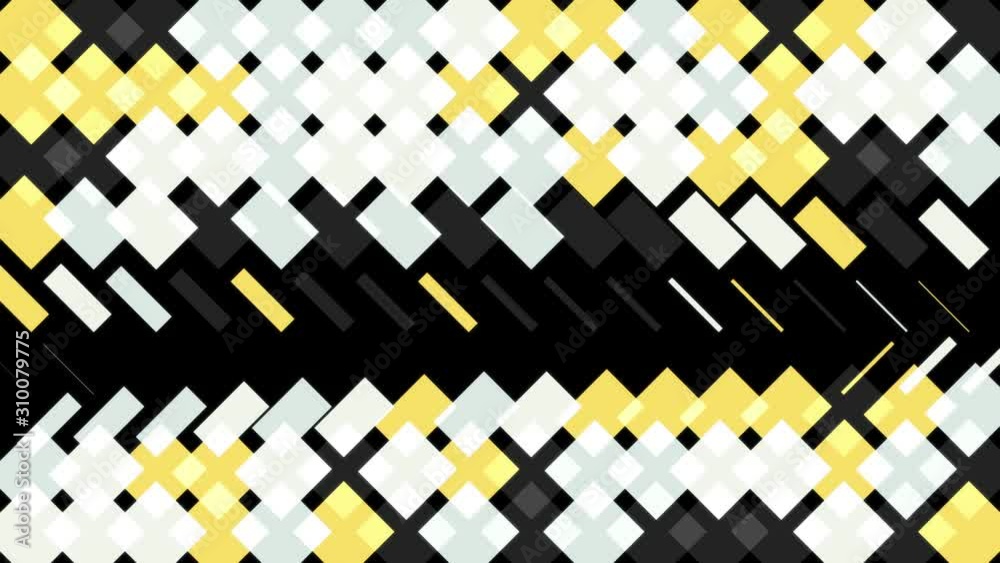 Poster abstract animation of multicolored geometric patterns appearing and disappearing one by one on the b