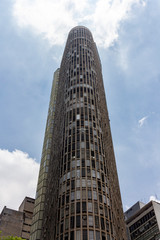 Fototapeta na wymiar Sao Paulo, Brazil, november 30, 2019. View of the famous skyscraper Italia Building (Edificio Italia).
