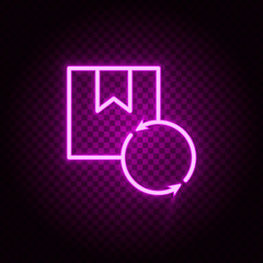 box, delivery, management, reverse neon icon. Pink neon vector icon