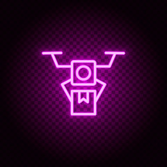 box, delivery, drone neon icon. Pink neon vector icon