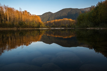 Autumn landscape on a mountain river