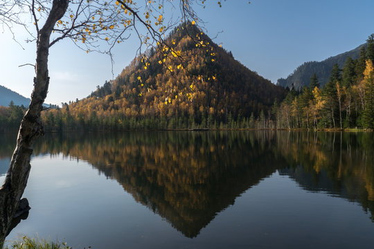Autumn landscape on a mountain lake