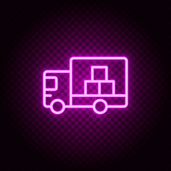 box, cargo, delivery, truck neon icon. Pink neon vector icon