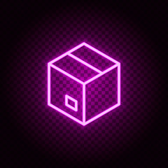 box, delivery neon icon. Pink neon vector icon