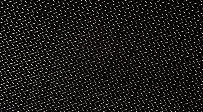 Texture of diagonal and rectangular metal lattice fine weave lattice on black background