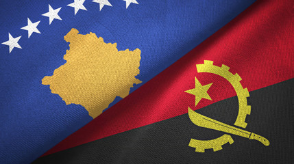 Kosovo and Angola two flags textile cloth, fabric texture