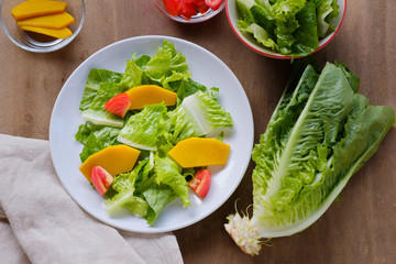 Mix salad vegetable  in white dish,vegan