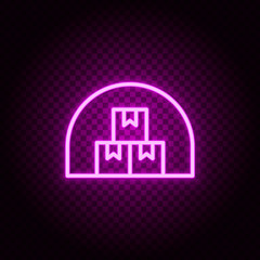 arrow, box, fulfillment neon icon. Pink neon vector icon