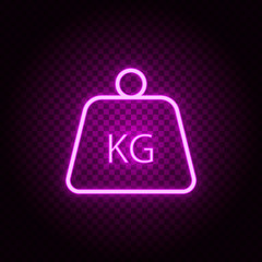 delivery, kg, kilo, kilogram neon icon. Pink neon vector icon