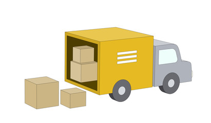 delivery truck with boxes, 3d illustration