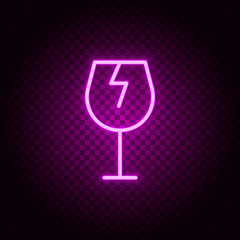 crack, delivery, fragile, glass neon icon. Pink neon vector icon