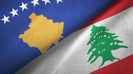 Kosovo and Lebanon two flags textile cloth, fabric texture