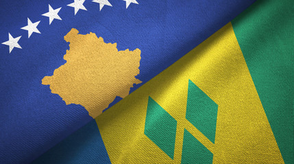 Kosovo and Saint Vincent and the Grenadines two flags textile cloth