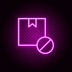 box, delivery, forbidden neon icon. Pink neon vector icon