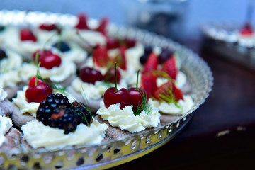 cake with raspberries